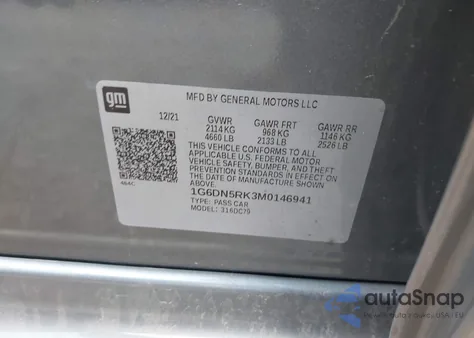 2021 Cadillac Ct5 Premium Luxury из США, поврежденный, VIN 1G6DN5RK3M0146941